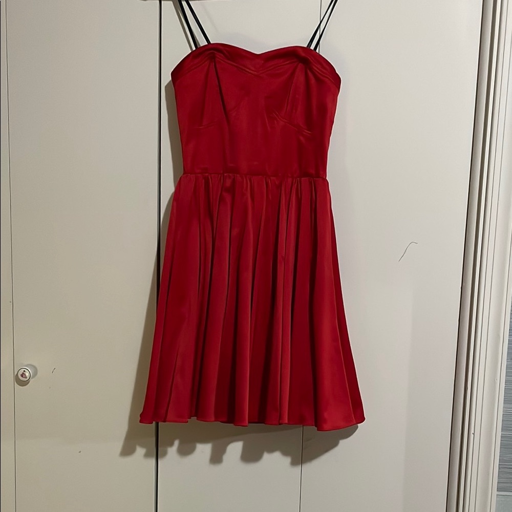 Bebe,Elegant Red Strapless Dress
